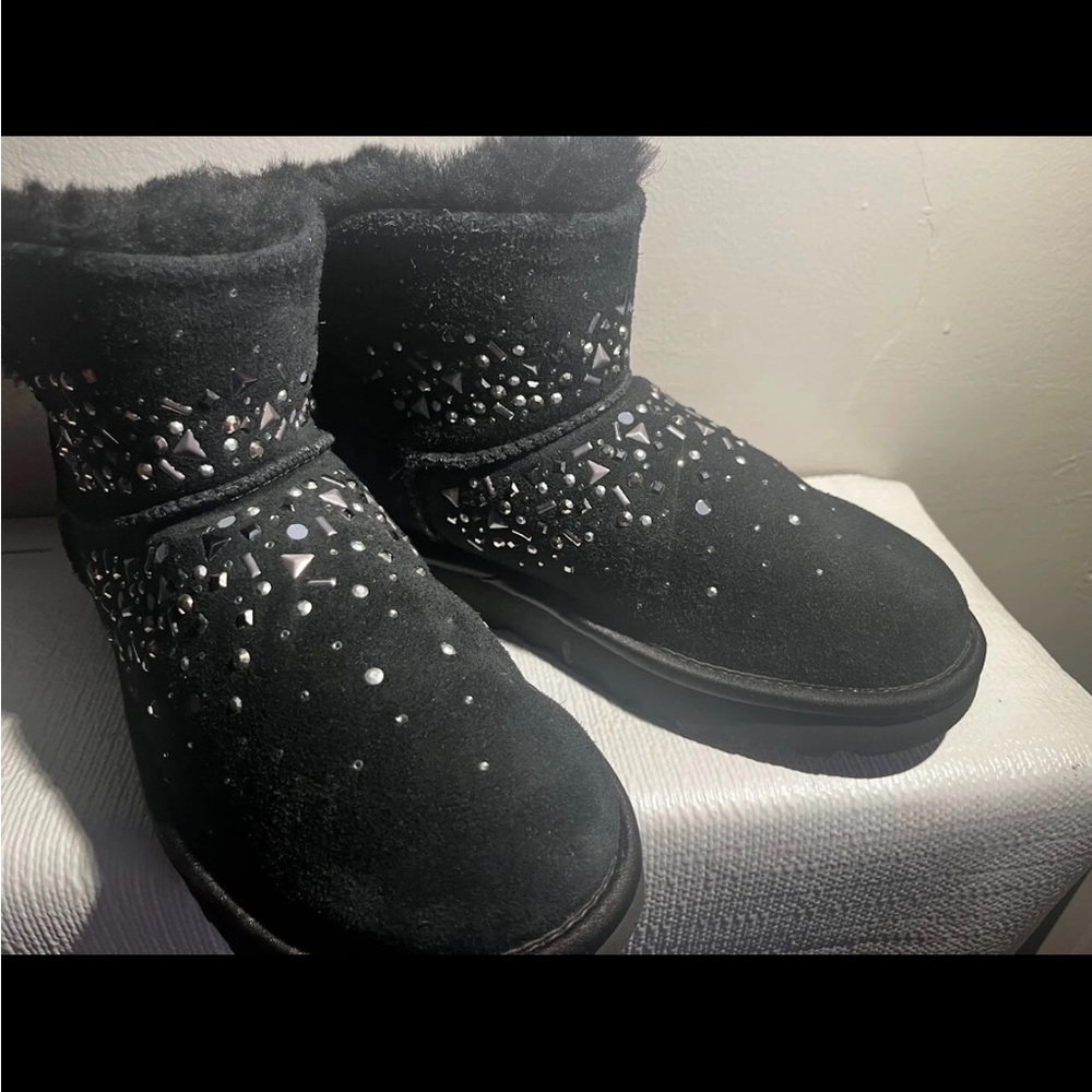 UGG Black Ankle Boots with Glittering Details galaxy bling